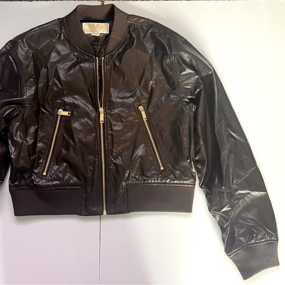 Michael Michael Kors women’s Leather Bomber Zip up Jacket New w/out tags - Picture 2 of 3